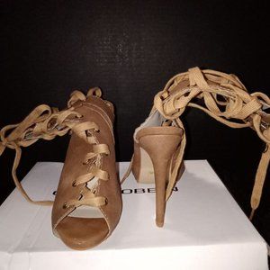 Camel Lace Up Heels